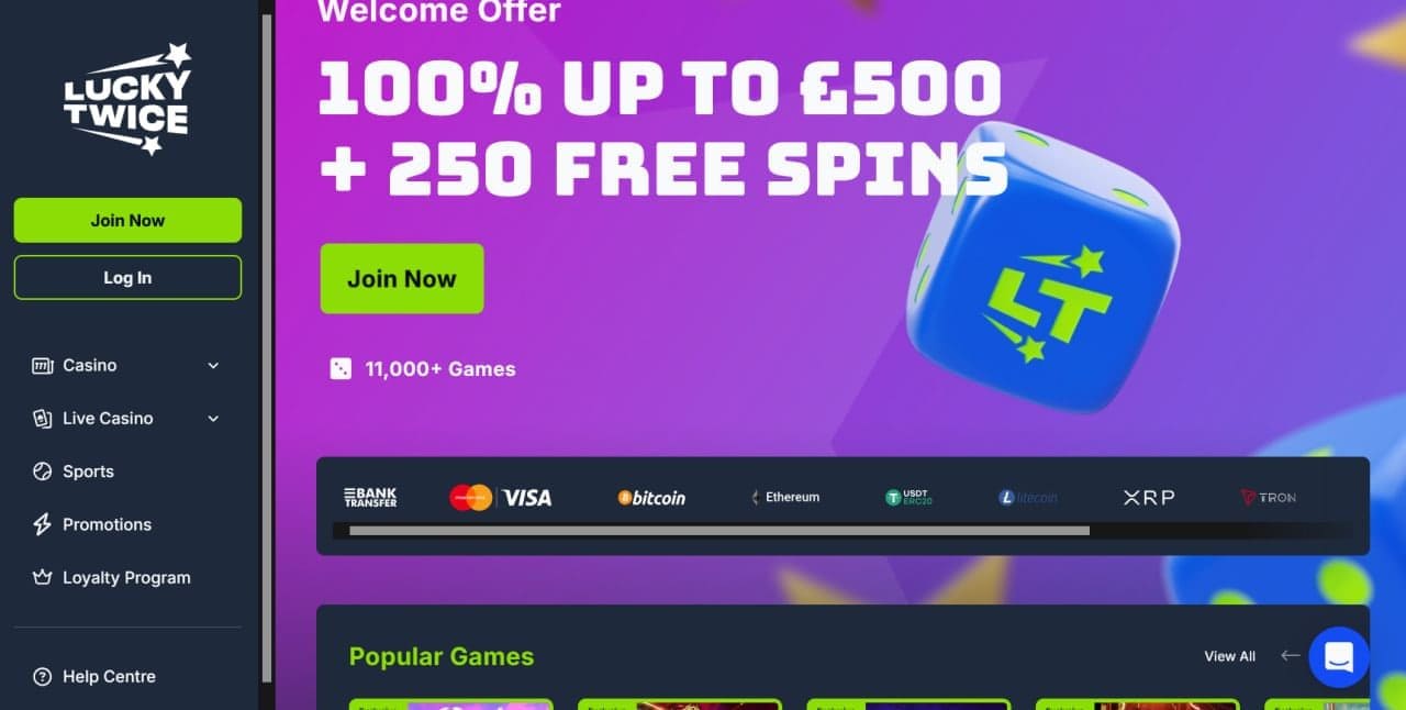 Lucky Twice Casino — Real Money Slots & Live Dealer Action