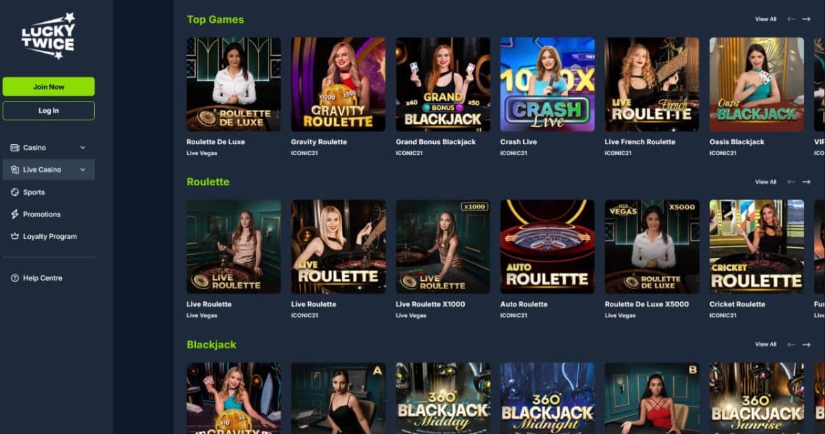 Lucky Twice Casino — Real Money Slots & Live Dealer Action image 1